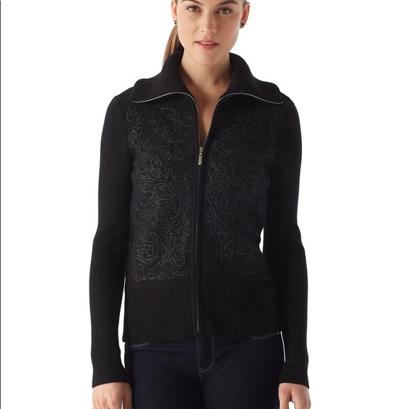White House Black Market Sweaters - SOLD {WHBM} New Quilted Shimmer Sweater Jacket
